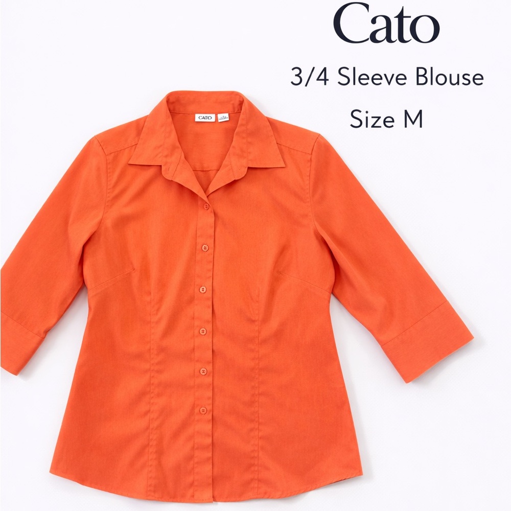 Cato Vibrant Orange Blouse 3/4. sleeves